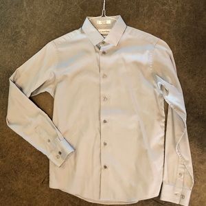 Calvin Klein light gray boys button down shirt 16